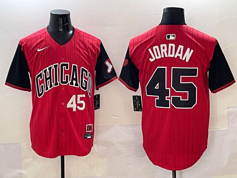 Men Chicago White Sox 45 Jordan Red Stripe Joint Name 2025 Nike MLB Jersey style 2